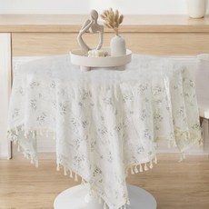 HOOM 法式小碎花桌布 - 60*60cm, 棉質, 可愛小流蘇收邊, 1個