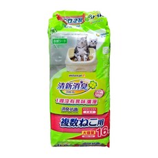 unicharm pet 清新消臭抗菌尿墊16枚, 複數貓用, 雙層貓砂盆專用, 1包
