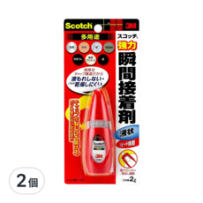 3M Scotch 多用途強力瞬間膠接著劑, 液狀速乾型, 適用多種材質, 瓶身設計易擠壓, 2瓶