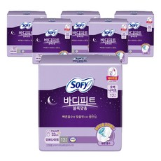 SOFY 蘇菲 Body Fit服貼蝶翼型夜用衛生棉, 夜用型(33cm), 12片, 6包