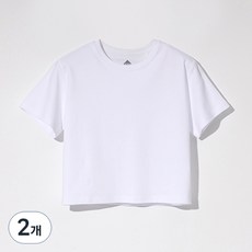 베이직하우스 여성용 라운드 크롭 반팔 티셔츠 2p 세트 LATS0202