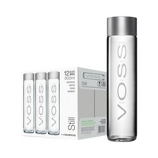 VOSS 芙絲 挪威天然礦泉水800ml*12瓶裝, 玻璃瓶裝, 歐洲進口, 800ml, 12瓶