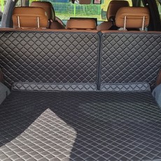 아이빌 입체퀼팅 4D 가죽 트렁크매트 + 2열 등받이 일체형 풀세트, 블랙 + 블랙스티치, 제네시스 GV70 디젤 5인승, 제네시스