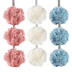데이올리 플라워볼 샤워타월 3종 x 3p 세트 40g, 핑크, 블루, 화이트, 1세트