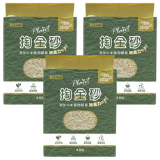 JUNBai Plant 輕植系 掏金貓砂, 添加日本植物酵素, 超低粉塵, 4.8lb (2.2KG), 3包