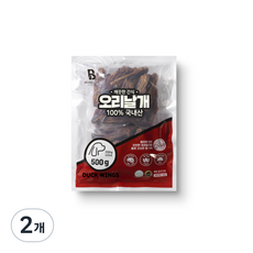 빈즈라이크 오리날개 강아지 간식, 오리날개맛, 500g, 2개