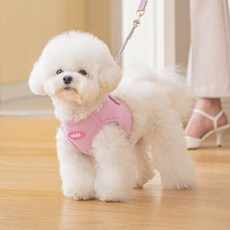 올치 강아지 산책 마카롱 하네스 목 안전 외출 가슴 줄, PINK, 1개