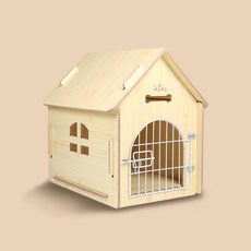 애구애구 강아지 원목 하우스 + 방석, 나무색(지붕), 검정(방석)