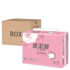 唯潔雅 抽取式衛生紙, 100抽12包, 柔軟細緻, 不添加螢光劑, 12包, 6袋