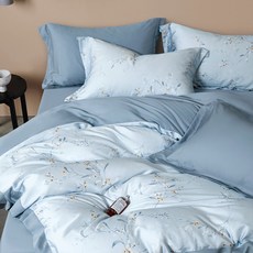 Prawear 巴麗維亞 60支100%天絲四件式兩用被床包組 - 雙人 5尺 尺寸152 x 188cm, 夕蘭藍
