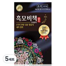 리엔 흑모비책 골드 염모제 세트 90g, 흑색, 5개