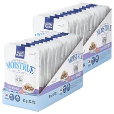 동원뉴트리플랜 모이스트루 고양이 습식 파우치 간식 참치 80g, 혼합맛(참치/멸치), 24개