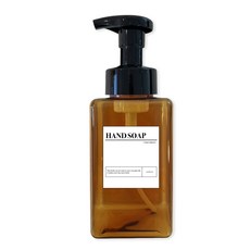 New & Look Square 洗手液泡沫容器 駝色棕色 450ml + 洗手液標籤貼紙, 1套