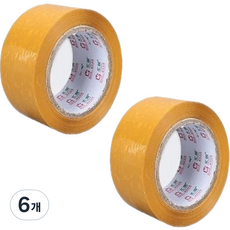 아뜰라임 박스 포장 테이프 6cm, 황색, 6개
