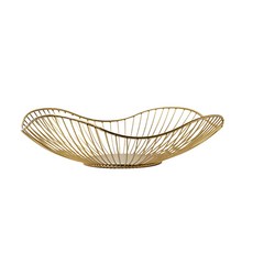 好物良品 花邊形矮款 金屬鏤空收納籃 (古銅金, 28cm) 客廳裝飾水果籃 零食收納, 28 x 9.5 x 7.5cm, 1個