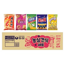 NONGSHIM 農心 零食組, 蝦餅 90g 3包+蜂蜜麻花捲 90g 3包+洋蔥圈 84g 2包+薯條餅乾 84g 2包+香蕉餅乾 75g 2包, 1組