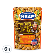 HBAF 넛츠 앤 스낵스 군옥수수맛 땅콩 앤 콘프라이즈, 6개, 120g