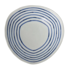 福田陶器 波佐見燒 和染段紋 変形小缽 點心碗 16cm, 1個