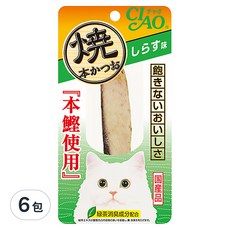 INABA CIAO 啾嚕 本鰹燒魚柳條 吻仔魚風味, 綠茶消臭成分配合, 日本國產品, 吻仔魚, 25g, 6包