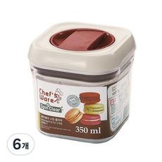셰프웨어 스핀클리어 정사각 밀폐용기, 6개, 350ml