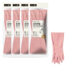 명진 프리미엄 면코팅장갑 양손착용 세트, 모던핑크, 중(M), 4세트
