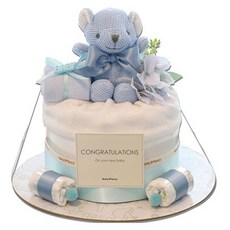 babybakery 幼兒用New睡覺熊尿布蛋糕 新生兒, 藍色, 1個