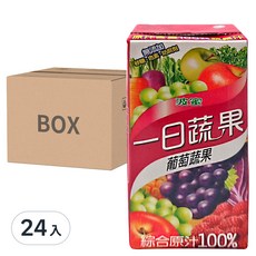 波蜜 一日蔬果 100%葡萄蔬果汁, 無添加糖/色素/防腐劑, 160ml x 24入