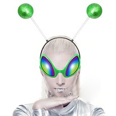 Mii Mii Party 搞笑外星人髮箍+太陽眼鏡組, 綠色全息圖, 1組