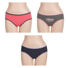 PALAN UNDERWEAR 藍色女款防水防漏棉質彈性衛生內褲 3種組 301, 粉色、海軍藍、灰色, 1套