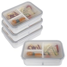 나누담 도시락 나눔 밀폐 찬통 3칸 화이트 1.5L, 4개, 단품 4개, 찬통4개