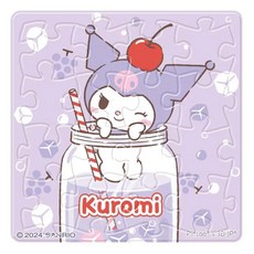 Kuromi 酷洛米 氣泡水系列 香氣葡萄拼圖磁鐵 HP0116022 透明方塊 16片, 1盒