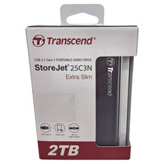Transcend 創見 StoreJet 25C3N 極致輕薄 USB3.1 行動硬碟 2.5吋, 鋁殼外接式硬碟, 2TB, 纖薄輕巧方便攜帶, TS2TSJ25C3N