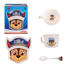 PAW PATROL 汪汪隊立大功 ..., 雙耳碗12.3 x 14.3 x 4.8cm + 雙色杯8.6 x 8.6 x 9.2cm + 兒童勺16.3 x 3.5cm + 卡通行三格盤28 x 20.5 x 2.5cm, 1組