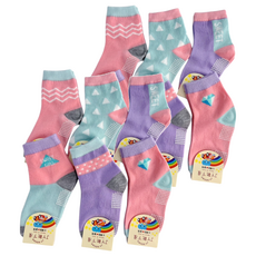 JY SOCKS 靴下屋 女童款 襪子 12雙, 襪底有止滑顆粒, 幾何, 3~6歲 15~18cm