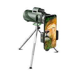 에이러블 B0144 FMC코팅 휴대용 망원경 소형 녹색 12X50 표준+휴대폰 클립+삼각대 세트, 20mm