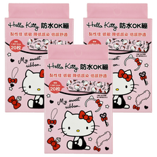 Comfo Pore 康膚寶 Hello Kitty 防水OK繃 連續版, 黏性佳 低敏 降低感染 倍感舒適, 7.2 x 1.9cm, 20片, 3盒