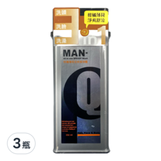 MAN-Q S2全效潔淨露 柑橘薄荷, 3合1洗髮洗臉洗澡, 全身清潔, 350ml, 3瓶