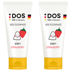 도스인어드밴스 유아치약 STEP1 무불소 딸기향, 60ml, 2개 75g, 2개