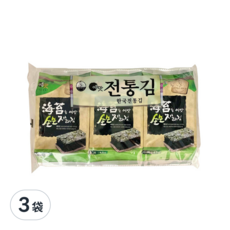 Yemat 原味海苔3入, 韓國鹽烤海苔，酥脆口感，無添加防腐劑, 13.5g, 3袋