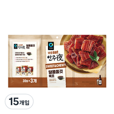 청정원 바로 eat 안주야 달콤쫄깃 육포, 30g, 15개입