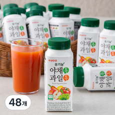부산우유 유기농 인증 야채톡과일톡 주스, 190ml, 48개