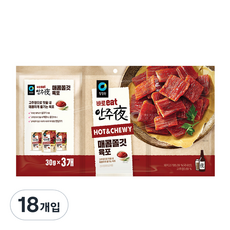 청정원 바로 eat 안주야 매콤쫄깃 육포, 30g, 18개