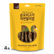 자연애채널펫 자연말이껌 건조간식, 오리고기맛, 200g, 4개 - 한우우피치킨말이