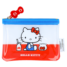 sun-star Hello Kitty 50週年迷你拉鍊小物零錢收納袋, PVC塑膠 壓克力塑膠, W130xH95xD5mm, 130 x 95 x 5mm, 經典圖騰