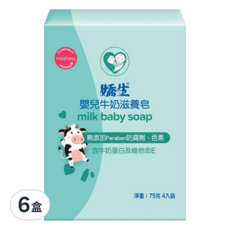 Johnson's 嬌生 嬰兒牛奶滋養皂, 無添加Paraben防腐劑、色素, 含牛奶蛋白及維他命E, 75克4入裝, 300g, 6盒
