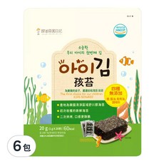 韓爸田園日記 嚴選初收兒童孩苔, 入口即化, 成分單純, 韓國舒川產海苔, 20g, 6包