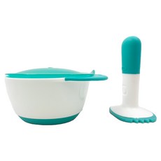 OXO tot 好滋味研磨碗,研磨棒 + 研磨碗, 靚藍綠, 輕鬆研磨食材，為寶寶準備新鮮營養的副食品, 1組