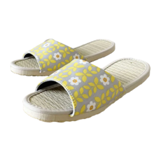 TAIWAN SLIPPER 台灣犀利趴 i Slippers 小時光真草蓆室內拖鞋 - 時光花園黃, 台灣製造, L, 時光花園 黃色, 1雙