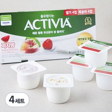 풀무원다논 엑티비아 딸기 80g x 4개 + 복숭아 80g x 4개, 8개입, 4세트