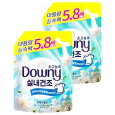 다우니 실내건조 초고농축 섬유유연제 프레시 클린 자스민향 리필, 4.1L, 2개